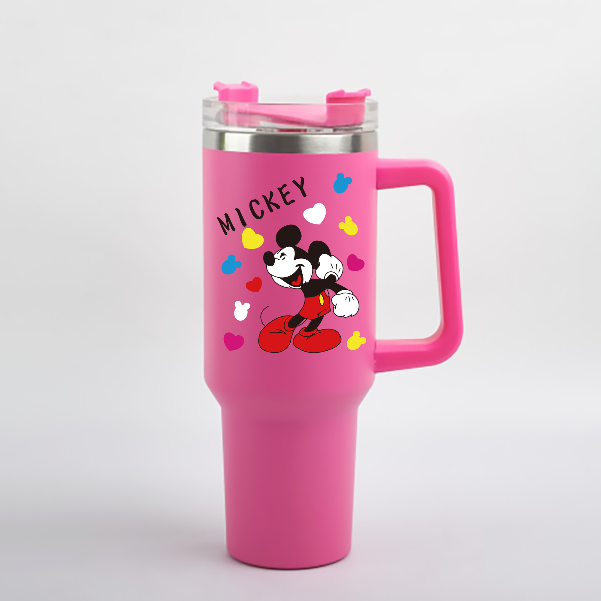 ミッキーマウス Mickey Mouse 1200mL車用タンブラー - クリスタルステッカー（プラスチックストロー付き）